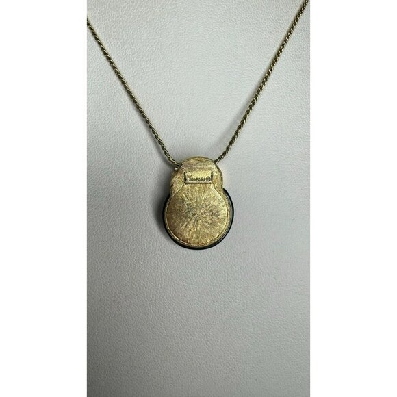 Trifari Gold Tone & Black Acrylic Pac Man Interlocking Circle 18” Necklace! 105 - Picture 3 of 8